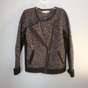 LOFT Black & White Moto Jacket, Size L